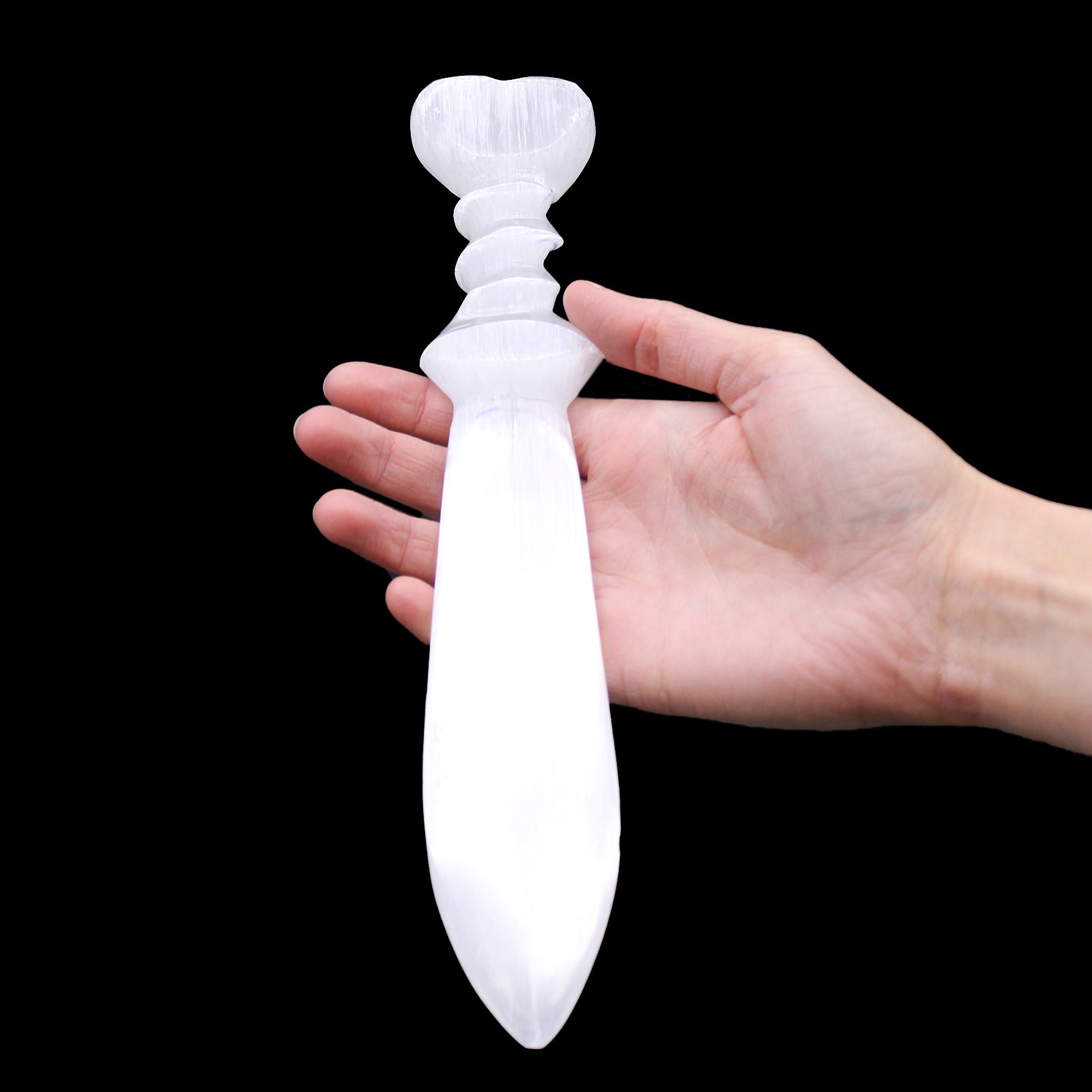 Selenite Ritual Knife - Spiral 25cm
