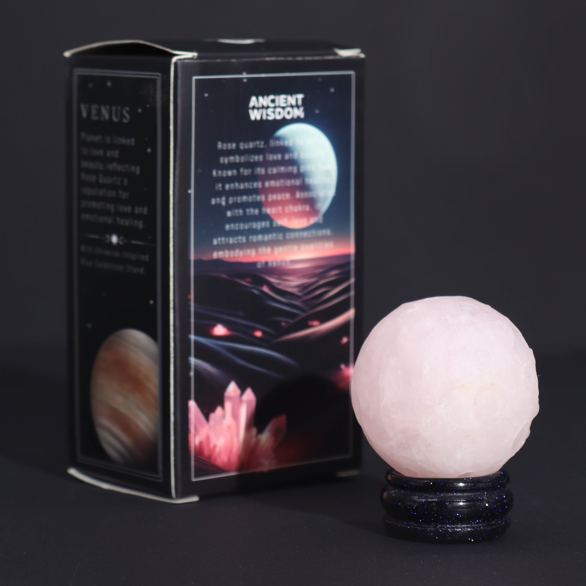 Rose Quartz Planet on a Solar Goldstone Stand - 40mm