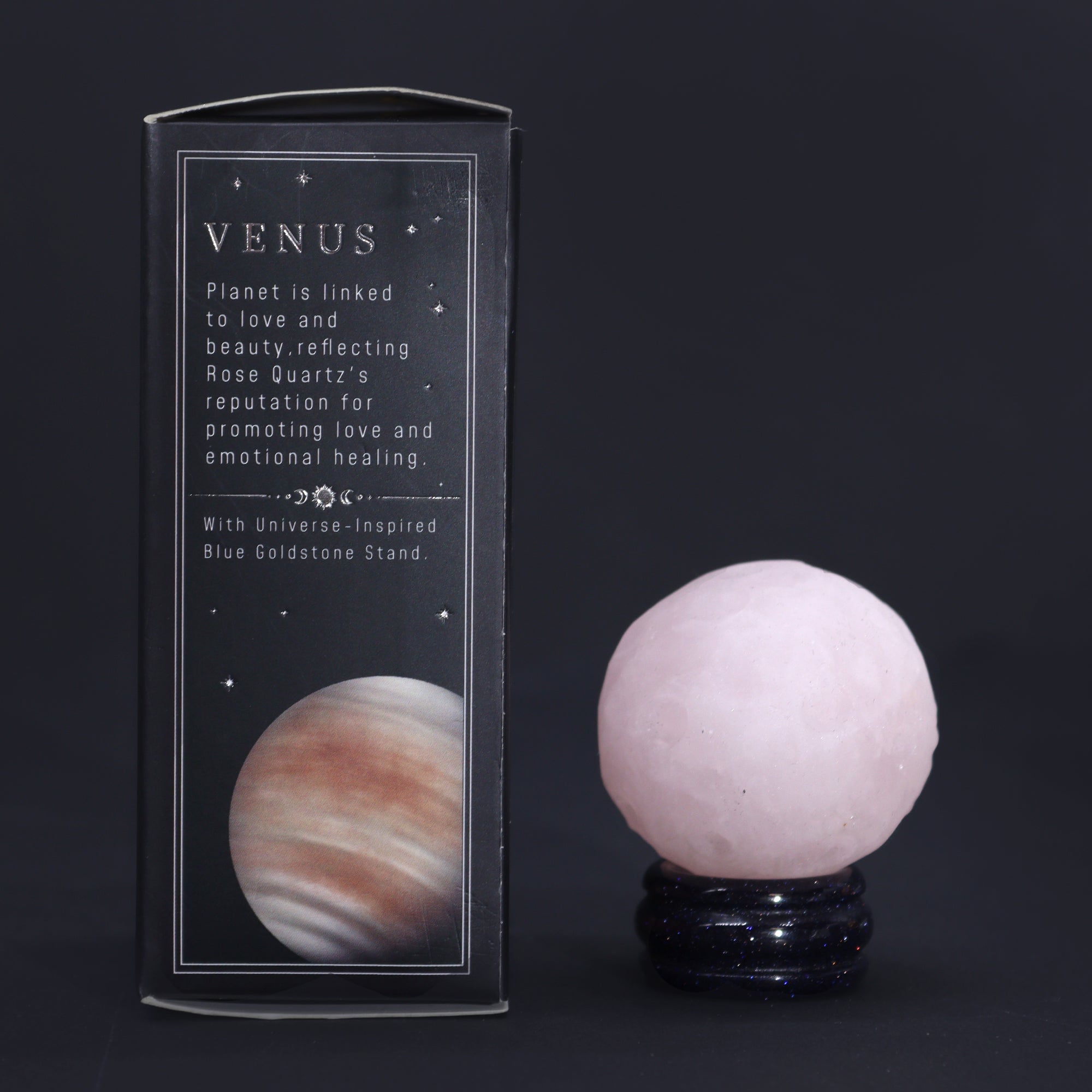 Rose Quartz Planet on a Solar Goldstone Stand - 40mm