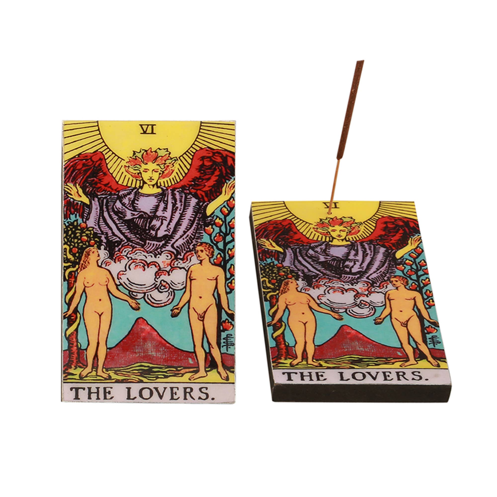 Wood Tarot Incense Holder - The Lovers