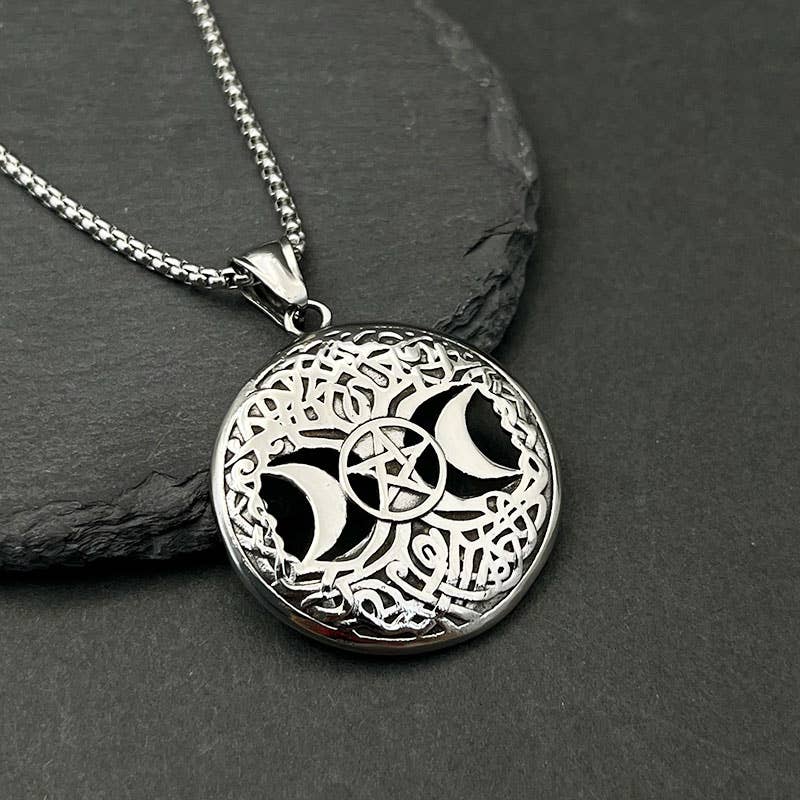 Retro Hip-Hop Hollow Star Moon Tree of Life Pendant Necklace