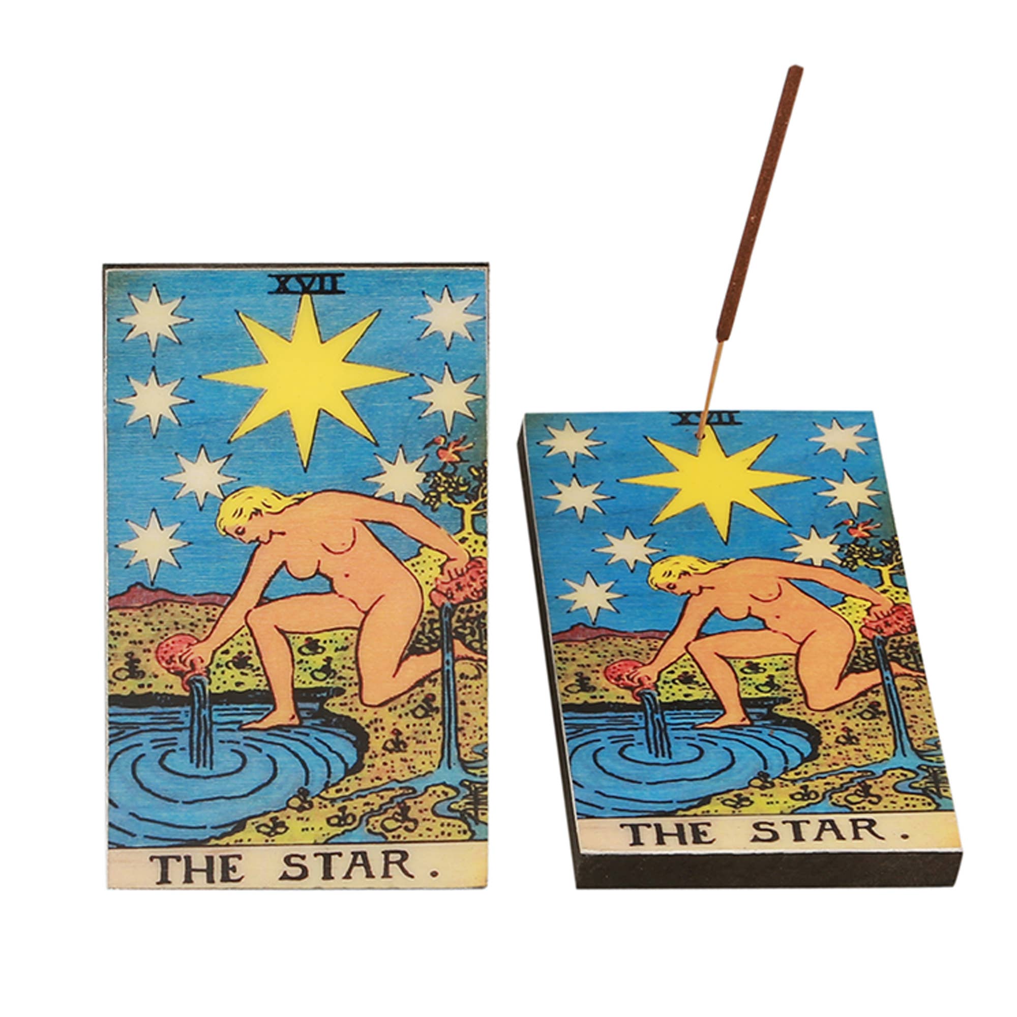 Wood Tarot Incense Holder - The Star